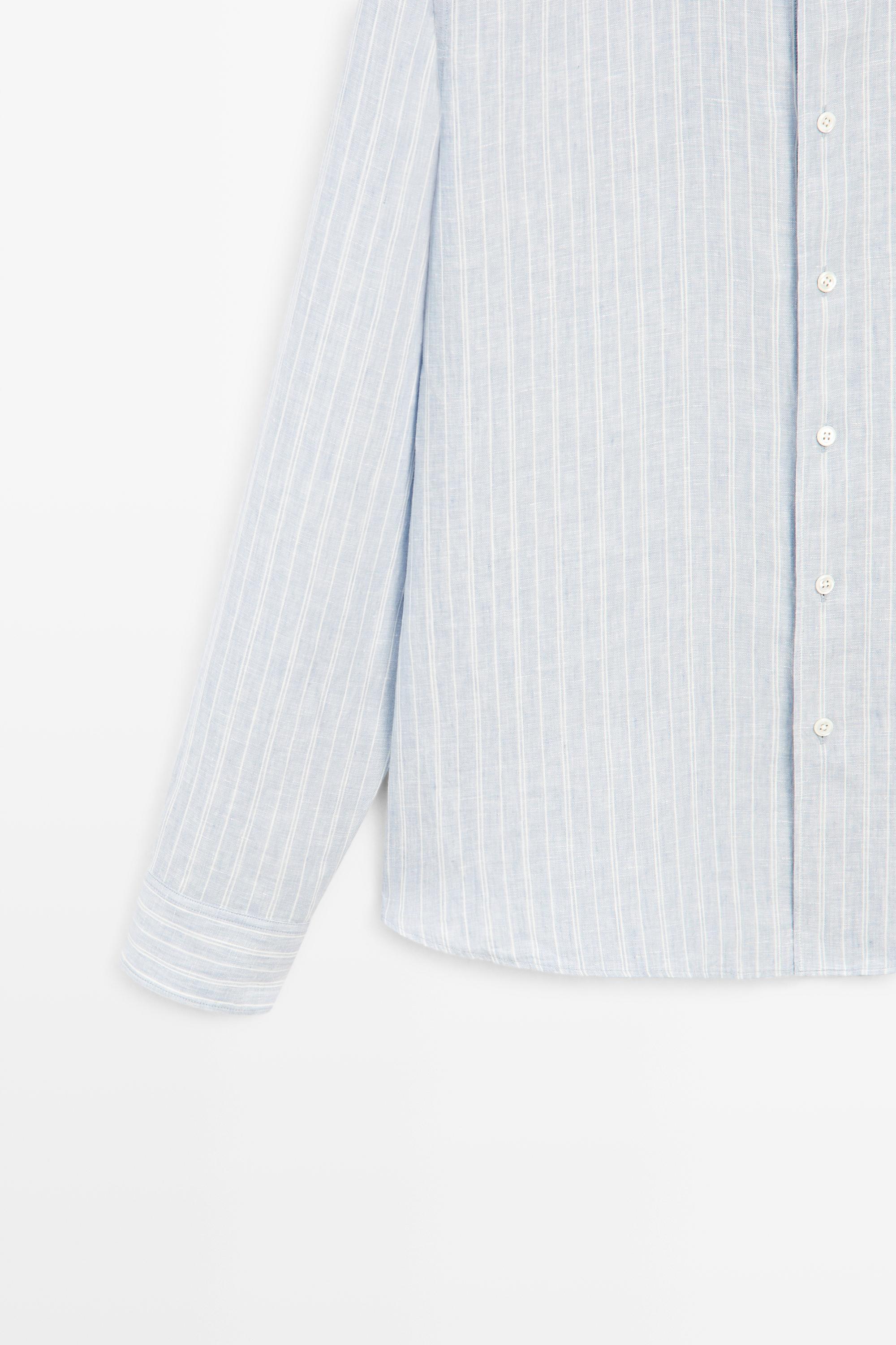 100% linen regular fit faded striped shirt